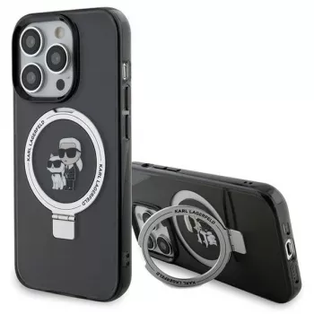 Karl Lagerfeld KLHMP15LHMRSKCK kemény tok gyűrűs tartóval MagSafe iPhone 15 Pro 6,1 fekete