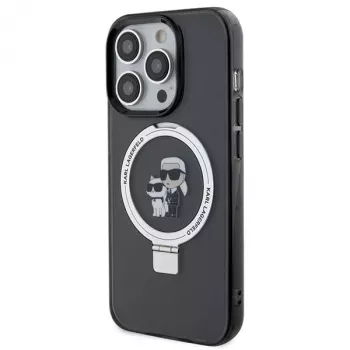 Karl Lagerfeld KLHMP15XHMRSKCK iPhone 15 Pro Max 6,7 inch fekete kemény tok gyűrűs tartóval Karl & Choupette MagSafe
