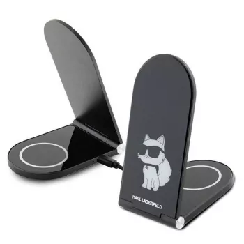 Karl Lagerfeld 2 az 1-ben összecsukható vezeték nélküli töltő KLDCRFALCHNK 15W fekete Choupette MagSafe