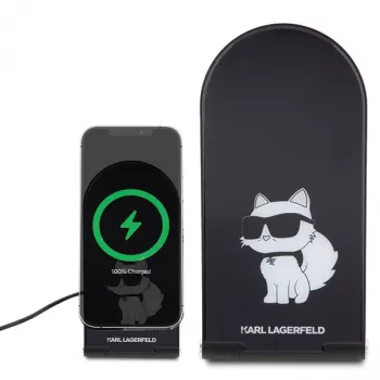Karl Lagerfeld 2 az 1-ben összecsukható vezeték nélküli töltő KLDCRFALCHNK 15W fekete Choupette MagSafe