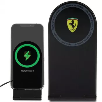 Ferrari összecsukható 2 az 1-ben vezeték nélküli töltő FECBFMALK 15W fekete nyomott logó MagSafe