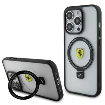 Ferrari FEHMP15LUSCAH iPhone 15 Pro 6,1 inch átlátszó kemény tok gyűrűtartóval, MagSafe-kompatibilis, 2023 kollekció