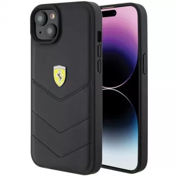 Ferrari FEHCP15MRDUK iPhone 15 Plus / 14 Plus 6,7 inch fekete kemény tok steppelt fémlogóval