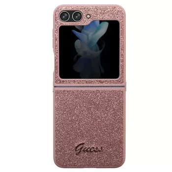 Guess GUHCZF5HGGSHP F731 Glitter Script keménytok Samsung Galaxy Z Flip5 - rózsaszín