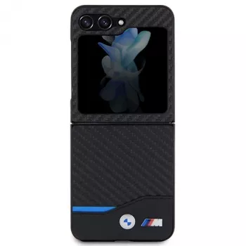 BMW M Collection bőr karbon hátlap Samsung Galaxy Z Flip5-höz – fekete