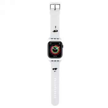 Karl Lagerfeld KLAWMSLKCNH Apple Watch 38/40/41 mm fehér szíj 3D Rubber Karl & Choupette Heads