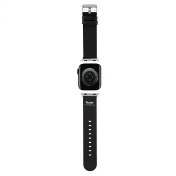 Hello Kitty HKAWMPSAPSK Apple Watch szíj 38/40/41 mm fekete szilikon Heads & Bows mintával