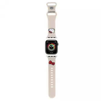 Hello Kitty HKAWMSCHBLE szilikon szíj Apple Watch 38/40/41 mm-hez – bézs