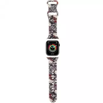 Hello Kitty HKAWMSDGPTE Apple Watch szíj 38/40/41 mm bézs szilikon Graffiti Tags