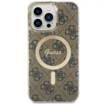 Guess GUHMP15XH4STW kemény tok iPhone 15 Pro Max 6,7 inch barna IML 4G MagSafe