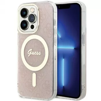 Guess GUHMP15LH4STP kemény tok Apple iPhone 15 Pro 6,1 inch rózsaszín IML 4G MagSafe