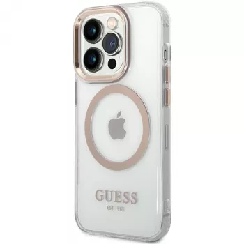 Guess GUHMP15LHTRMD Metal Outline merev tok Apple iPhone 15 Pro 6,1 inch készülékhez, arany, MagSafe