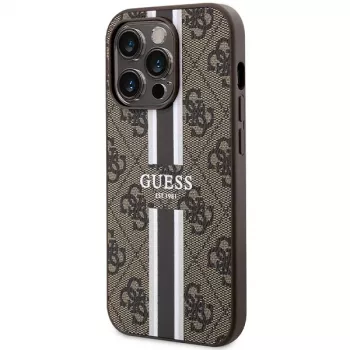 Guess GUHMP15LP4RPSW iPhone 15 Pro 6,1 inch merev tok, barna, nyomott csíkok, MagSafe