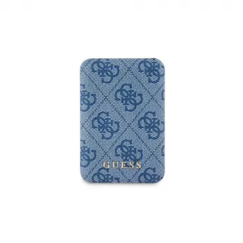Guess vezeték nélküli power bank 5000mAh, kék, 4G bőr Metal Logo, MagSafe 15W