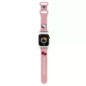 Hello Kitty HKAWLSCHBLP szilikon szíj Apple Watch 42/44/45/49mm-hez, rózsaszín