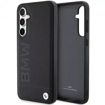 BMW S23 FE S711 fekete bőr Hot Stamp tok Samsung Galaxy S23 FE-hez