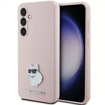 Karl Lagerfeld KLHCS23FESMHCNPP S23 FE S711 rózsaszín szilikon Choupette Metal Pin tok Samsung Galaxy S23 FE-hez
