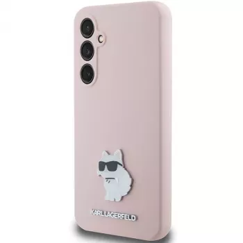 Karl Lagerfeld KLHCS23FESMHCNPP S23 FE S711 rózsaszín szilikon Choupette Metal Pin tok Samsung Galaxy S23 FE-hez