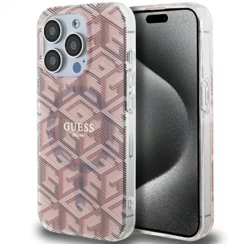 Guess GUHMP15XHGCUSTGP iPhone 15 Pro Max 6,7 inch rózsaszín merev tok IML GCube MagSafe