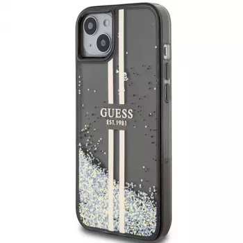 Guess GUHCP15MLFCSEGK Liquid Glitter Gold Stripes merev tok iPhone 15 Plus / 14 Plus 6,7 inch készülékhez - fekete