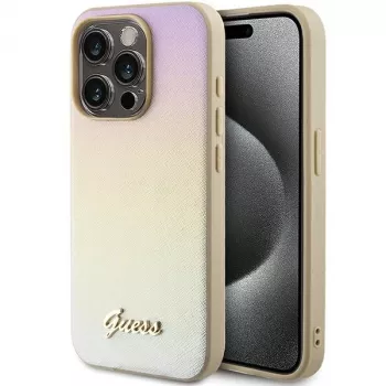 Guess GUHCP14XPSAIRSD Saffiano Iridescent Script merev tok Apple iPhone 14 Pro Max 6,7 inch készülékhez - arany