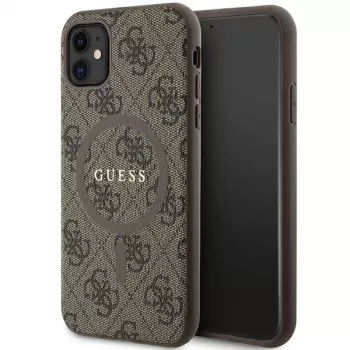 Guess GUHMN61G4GFRW merev tok Apple iPhone 11 / XR 6,1 inch készülékhez, barna bőr, Metal Logo, MagSafe, 4G Collection