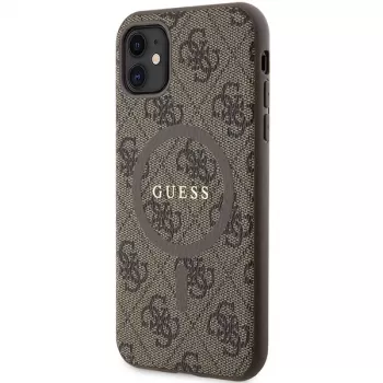 Guess GUHMN61G4GFRW merev tok Apple iPhone 11 / XR 6,1 inch készülékhez, barna bőr, Metal Logo, MagSafe, 4G Collection