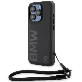 BMW Signature Leather Wordmark Cord merev tok iPhone 15 Pro 6,1, fekete