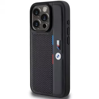 BMW Perforated Tricolor Line keménytok Apple iPhone 15 Pro 6.1 fekete