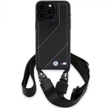 BMW BMHCP15X23PSCCK iPhone 15 Pro Max 6,7 inch fekete keménytok M Edition Carbon Stripe & Strap