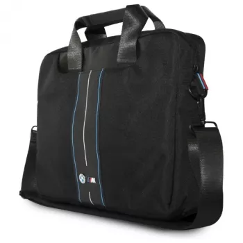 BMW laptoptáska 16 inch fekete nylon kék csík