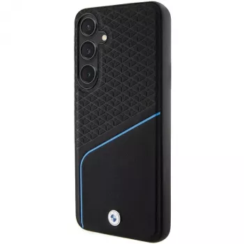 BMW Signature bőr texturált és Line MagSafe keménytok Samsung Galaxy S24, fekete