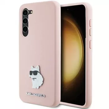 Karl Lagerfeld KLHCS23MSMHCNPP szilikon tok Samsung Galaxy S23+ Choupette fémtűvel - rózsaszín