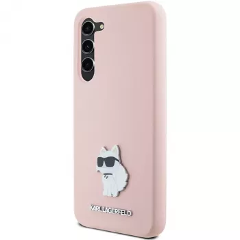 Karl Lagerfeld KLHCS23MSMHCNPP szilikon tok Samsung Galaxy S23+ Choupette fémtűvel - rózsaszín
