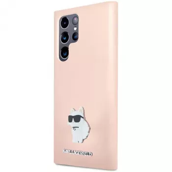 Karl Lagerfeld KLHCS23LSMHCNPP S23 Ultra S918 rózsaszín szilikon Choupette fémtű tok