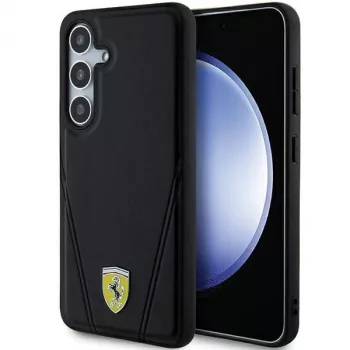 Ferrari FEHMS24MP3BAK Hot Stamp V vonalak MagSafe merev tok Samsung Galaxy S24+ készülékhez (fekete)