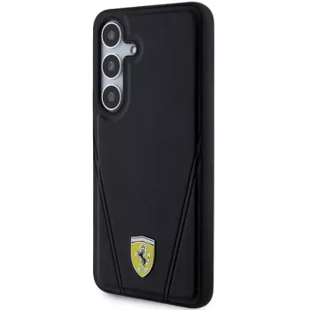 Ferrari FEHMS24MP3BAK Hot Stamp V vonalak MagSafe merev tok Samsung Galaxy S24+ készülékhez (fekete)