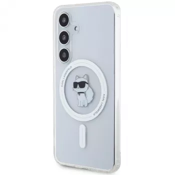 Karl Lagerfeld KLHMS24SHFCCNOT merev tok Samsung Galaxy S24 készülékhez, átlátszó, MagSafe, Choupette design