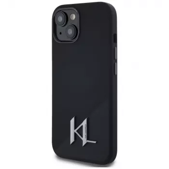KARL LAGERFELD szilikon Shadow Metal Initial MagSafe tok iPhone 15 készülékhez fekete