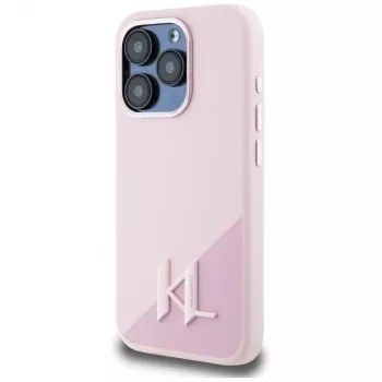 KARL LAGERFELD szilikon Shadow Metal Initial MagSafe tok iPhone 15 Pro Max készülékhez, rózsaszín