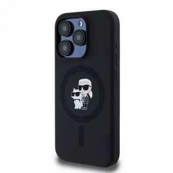 Karl Lagerfeld KLHMP15LSCMKCRHK iPhone 15 Pro 6.1 fekete merev tok szilikon Karl & Choupette MagSafe