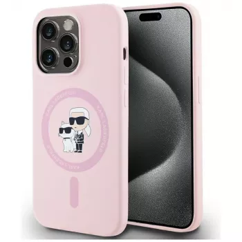 KARL LAGERFELD szilikon Karl&Choupette MagSafe tok iPhone 14 Pro Max készülékhez rózsaszín