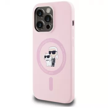 KARL LAGERFELD szilikon Karl&Choupette MagSafe tok iPhone 14 Pro Max készülékhez rózsaszín