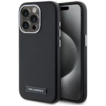 Karl Lagerfeld Metal Plate MagSafe tok iPhone 15 Pro Max-hoz, fekete
