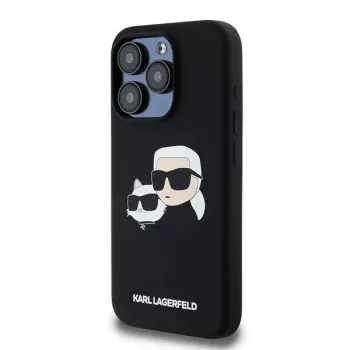 Karl Lagerfeld KLHMP15LSKCHPPLK iPhone 15 Pro 6,1 fekete szilikon kemény tok Karl & Choupette MagSafe