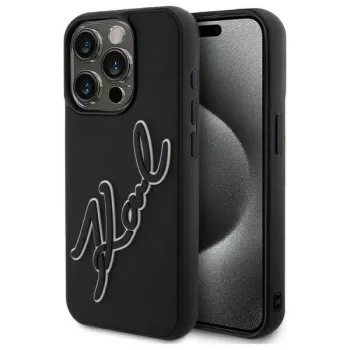Karl Lagerfeld KLHCP15X3DRKSDLK Hard Case Apple iPhone 15 Pro Max 6,7 inch fekete 3D gumi Signature