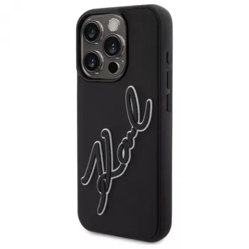 Karl Lagerfeld KLHCP15X3DRKSDLK Hard Case Apple iPhone 15 Pro Max 6,7 inch fekete 3D gumi Signature