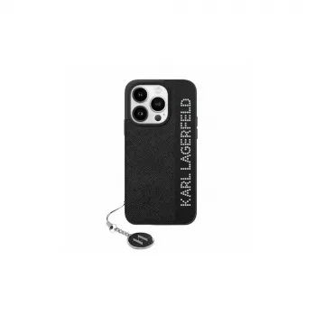 Karl Lagerfeld KLHCP15LPSAKDGCK iPhone 15 Pro 6,1 fekete kemény tok Saffiano Rhinestones & Charm