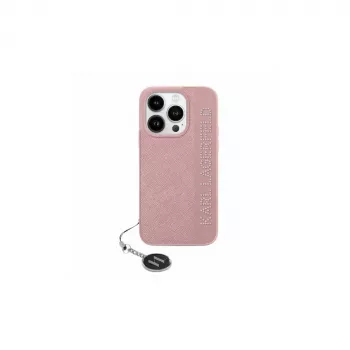 Karl Lagerfeld KLHCP15SPSAKDGCP iPhone 15 / 14 / 13 6,1 rózsaszín kemény tok Saffiano Rhinestones & Charm