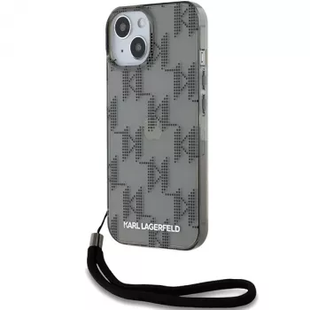 Karl Lagerfeld KLHCP15SHKDPNSK iPhone 15 / 14 / 13 6,1 fekete kemény tok IML Mono KL Pattern & Cord